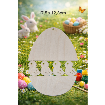 Jajko ozdobne 4 kurczaki 17,5cm, jajko 17,5cm, sklejka 3mm